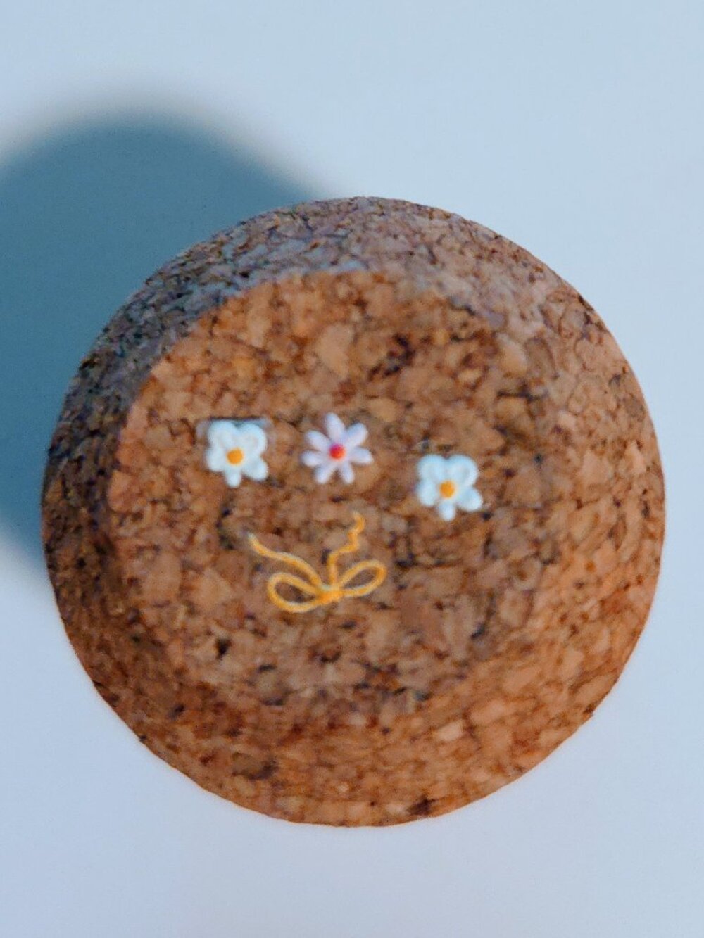 Brand New Hand Crafted Magnet Created from Champagne Cork Featuring Flowers